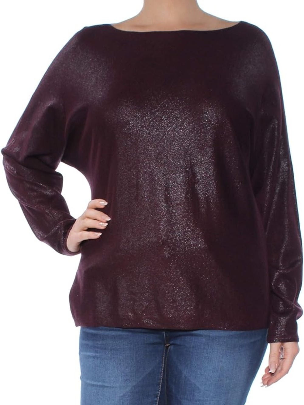 Ralph Lauren Metallic Burgundy Boatneck Sweater